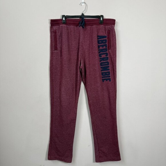 Vintage Y2K Abercrombie & Fitch Spell Out Sweatpants Men's XL Maroon Loungewear - Picture 2 of 13
